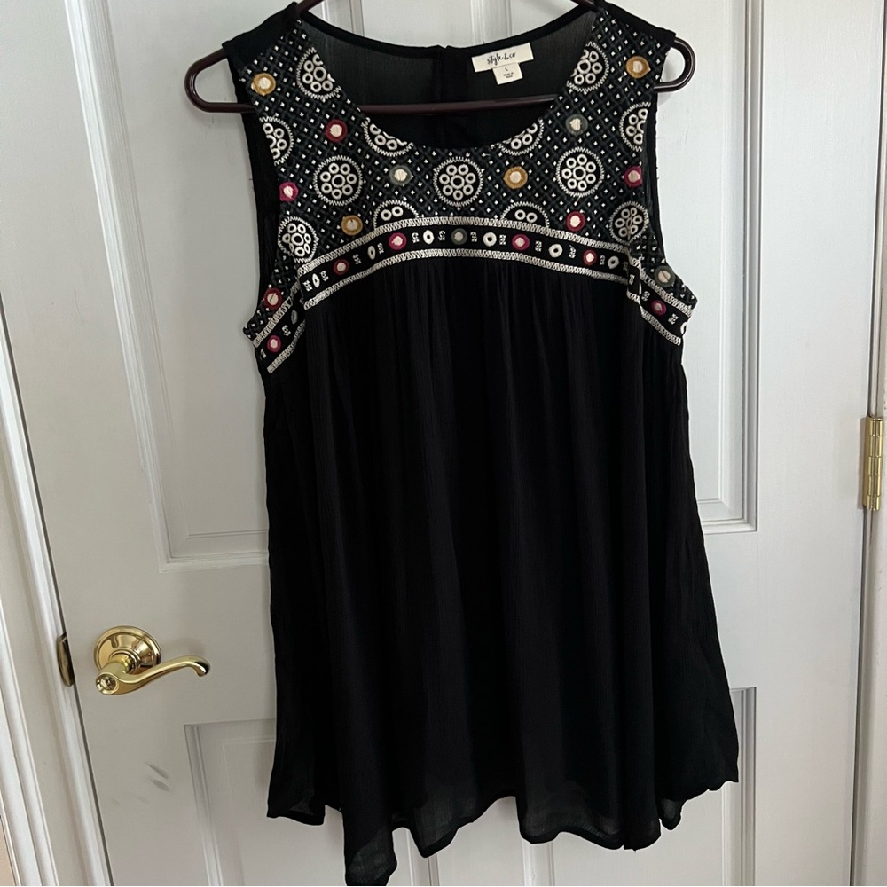 Womens STYLE & CO Rayon Handkerchief Hem Sleeveless Top Size Large